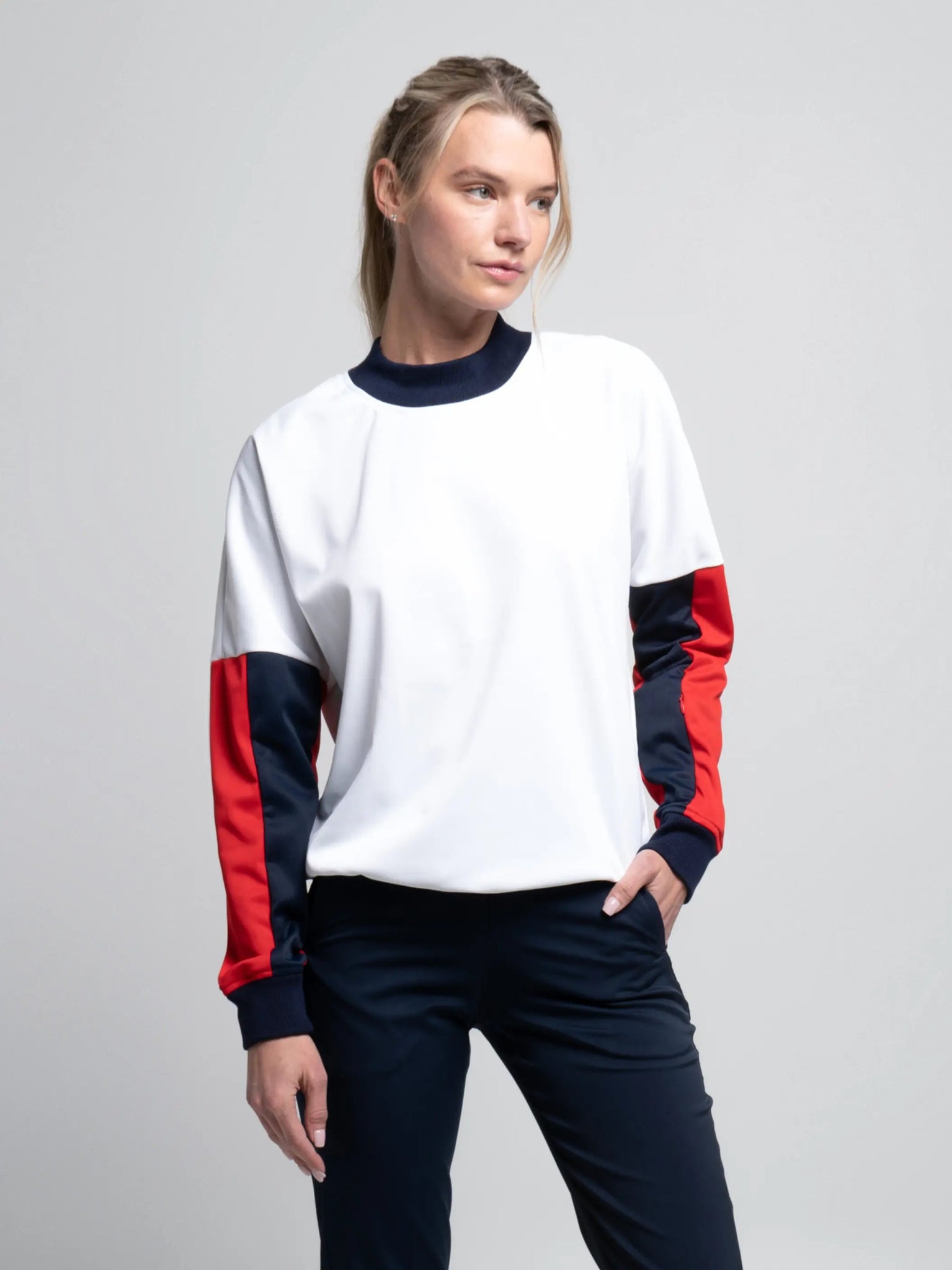 Boston Cropped Sweatshirt - STRATOS SNOW/RED DRAGON - Colorchain